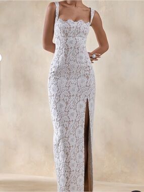 Club L London Zarisse White Lace Maxi Dress